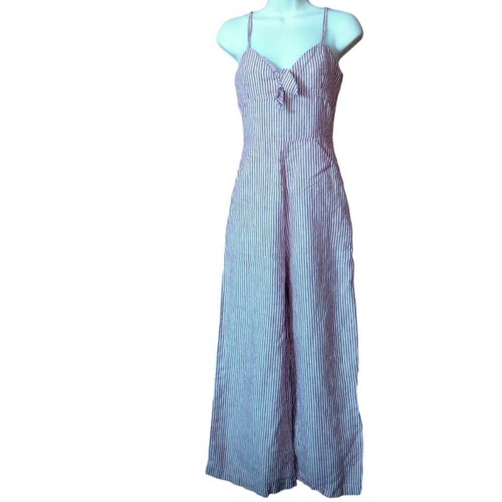 REFORMATION Women's Size 4 Knot Front Smocked Back Sleeveless Striped Jumpsuit